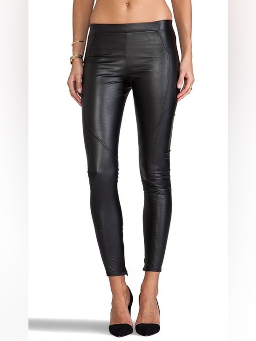 David Lerner Black Faux Leather Skinny Leggings